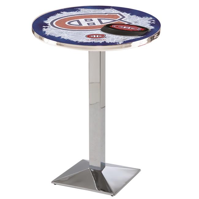 L217 Montreal Canadiens 36in. Tall 36in. Top Pub Table with Chrome