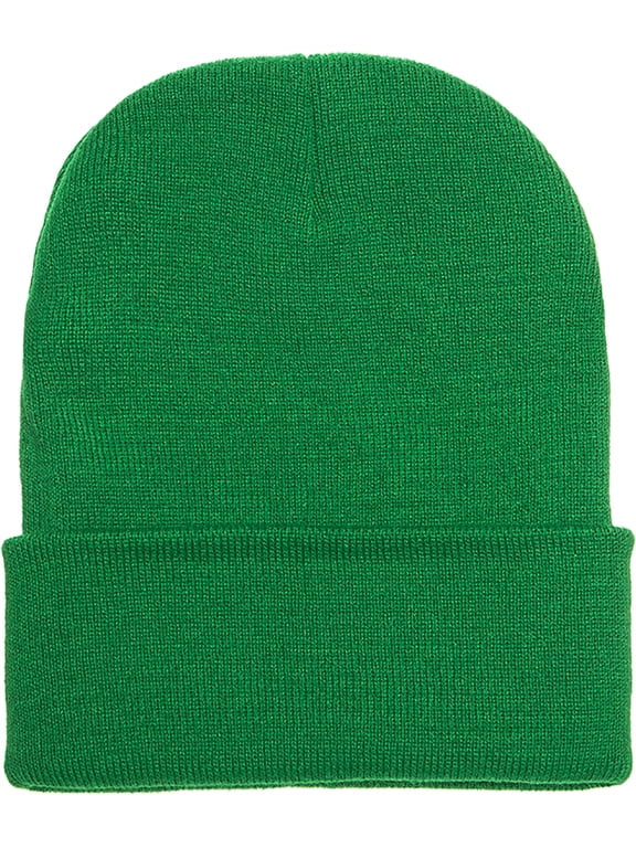 Heavyweight Men Women - Unisex Cuffed Plain Skull Knit Beanie 1501 Kelly Green 1PACK