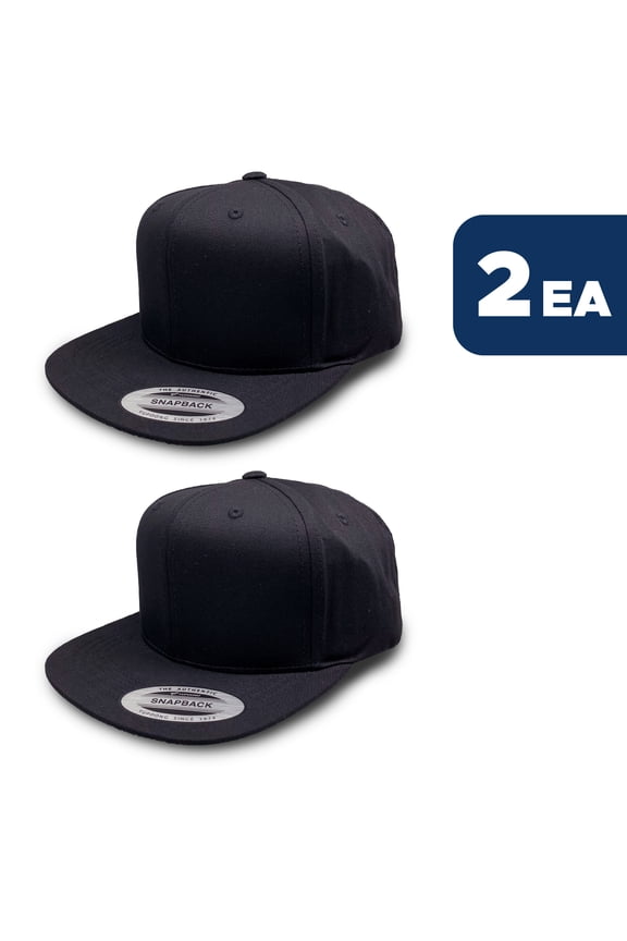 L2K Men's Youth Pro Style Cotton Twill Snapback Hats ( Ages 6-14) 6308B Black 2PACK
