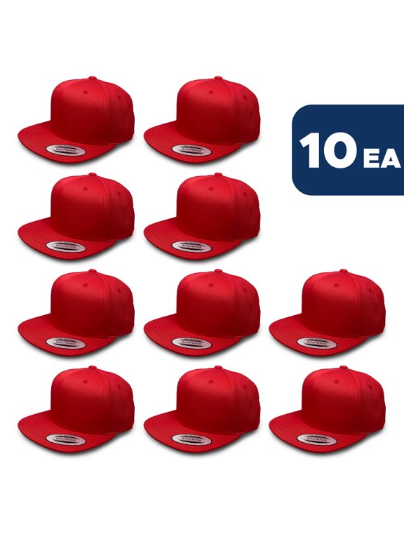 Men's Youth Pro Style Cotton Twill Snapback Hats ( Ages 6-14) 6308B Red 10PACK