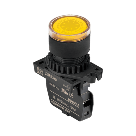 L2RR-L3YL Autonics  Pilot Lamp 22/25, Yellow, Flat Head, LED 100-220VAC