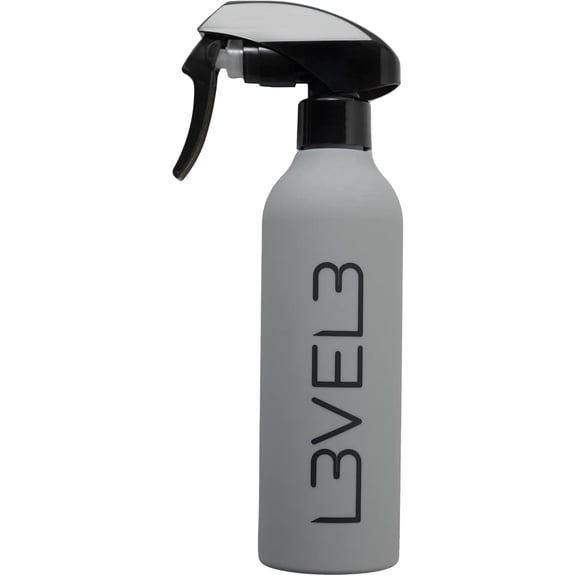 L3 Level 3 Rubberized Spray Bottle - Precise Action Mist Bottle for Effortless Hair Styling - Rubber Grip for Total Control (Grey)