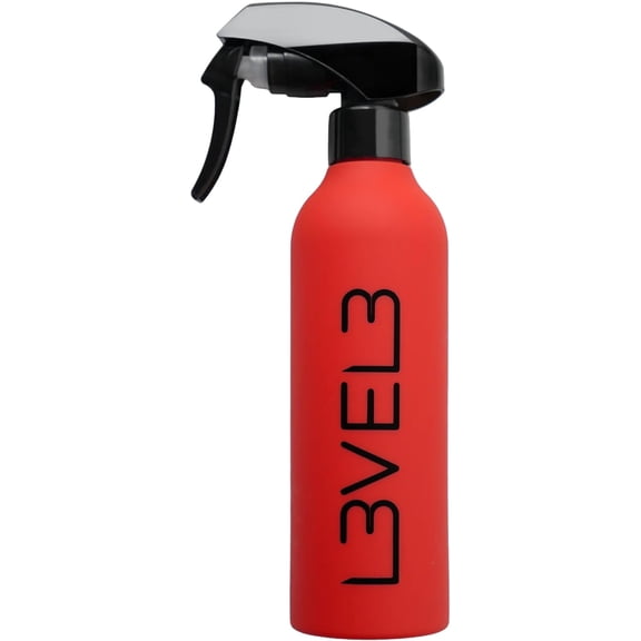 L3 Level 3 Rubberized Spray Bottle - Precise Action Mist Bottle for Effortless Hair Styling - Rubber Grip for Total Control (Red)