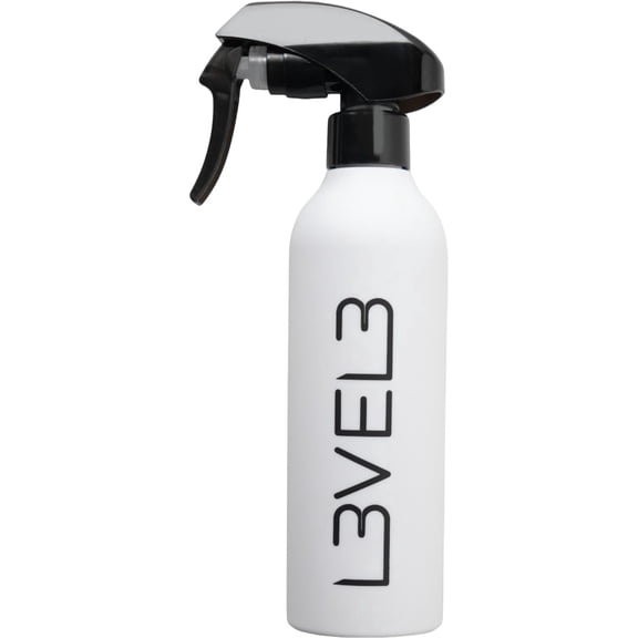 L3 Level 3 Rubberized Spray Bottle - Precise Action Mist Bottle for Effortless Hair Styling - Rubber Grip for Total Control (White)