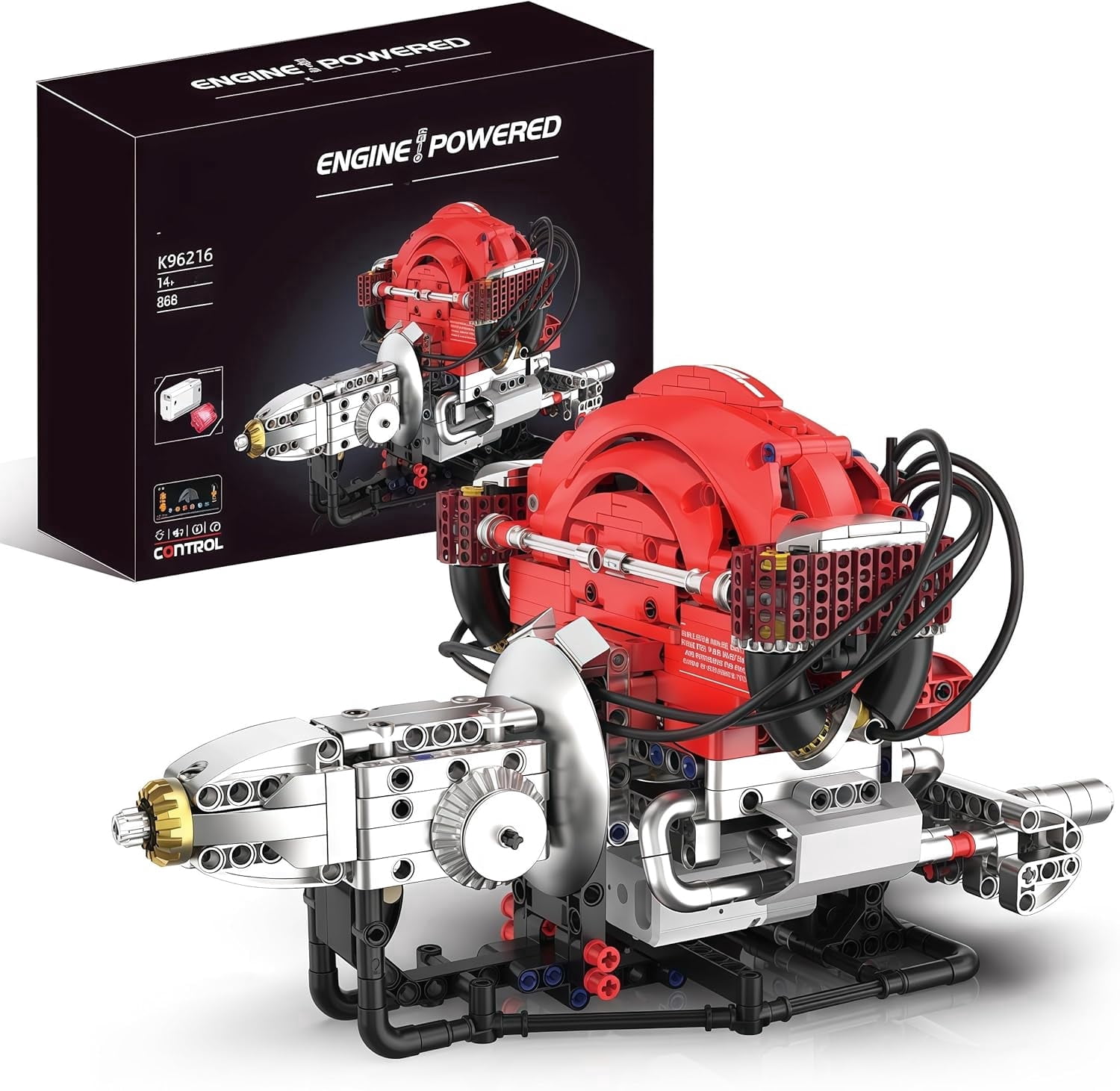 L4 Engine Building Set,Visible 4-Cylinder Engine Model Kit That Run with App Control & Light and Motor, STEM Mechanical Engineering Toy