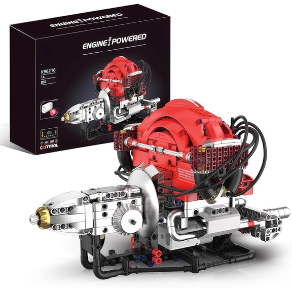 L4 Engine Building Set,Visible 4-Cylinder Engine Model Kit that Run with App Control & Light and Motor, STEM Physical Science Engineering Toy