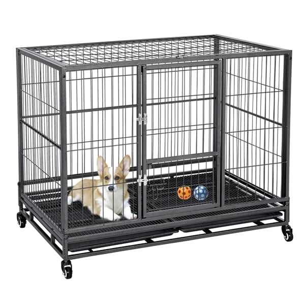 L43xW28.7xH35" Rolling Dog Crate For Medium/Large Dogs Dog Cage with