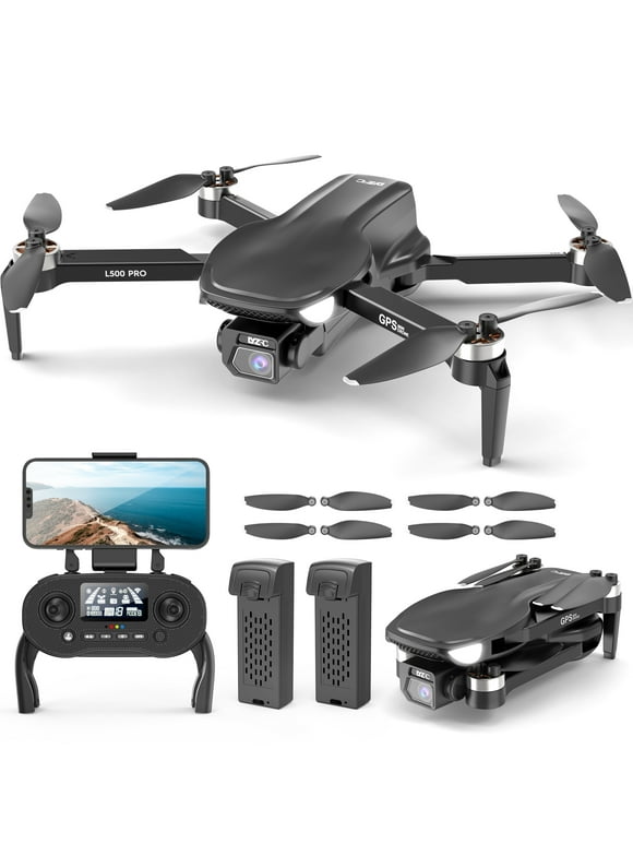 L500 Pro GPS Drone with 4K HD Camera for Adults and Beginners, FPV RC Quadcopter with Brushless Motor, 5G WIFI Transmission, 2 Batteries, Black