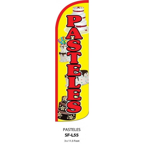 L55-PASTELES Swooper Flag Feather Banner Sign 3x11.5ft(Flag Only)
