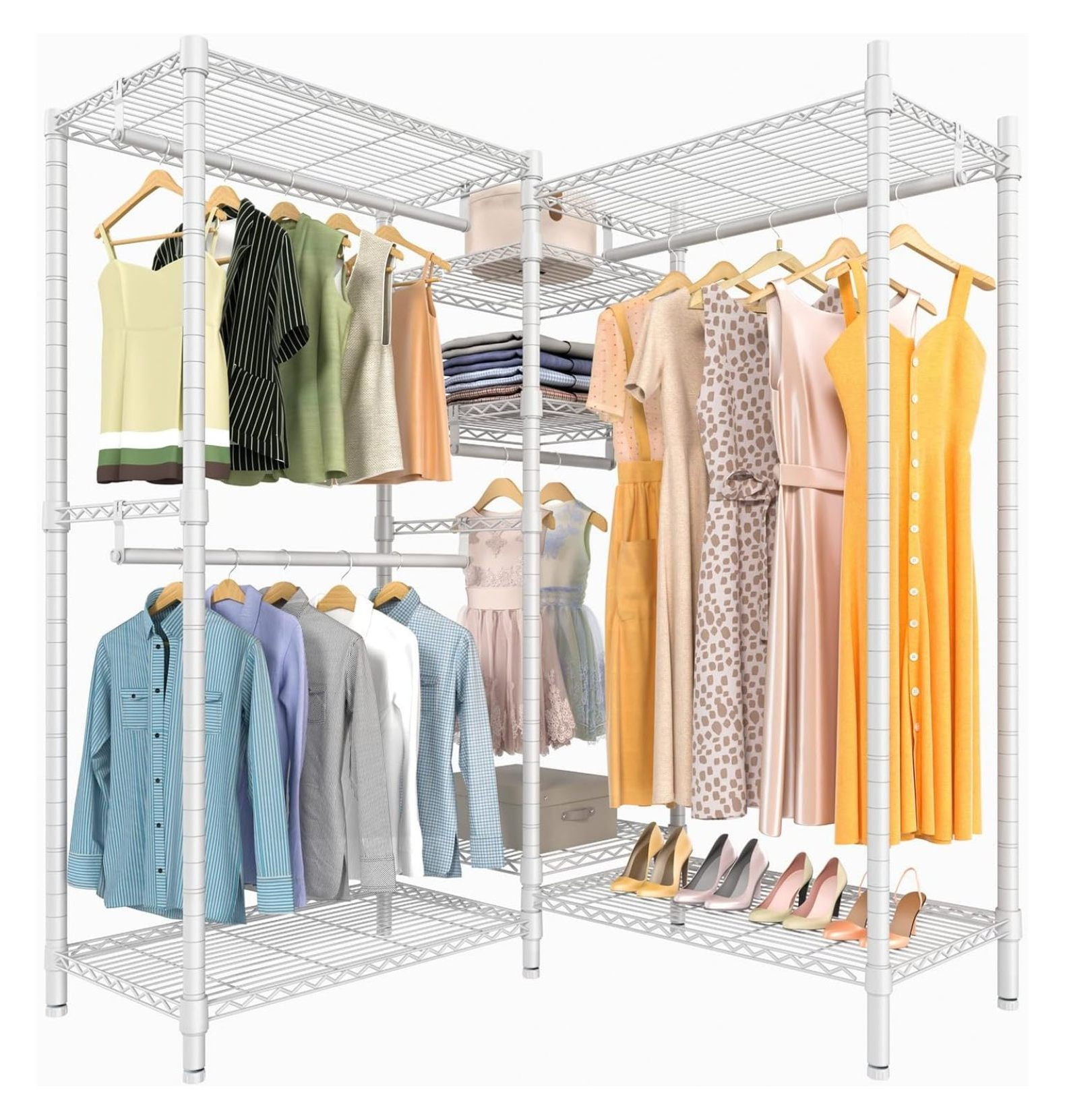 L6 Garment Rack L Shaped Clothes Rack for Corner, Metal Freestanding
