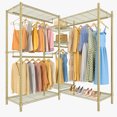 L6 Heavy Duty Clothes Rack L Shape Clothing Rack 5Tier Wire Garment