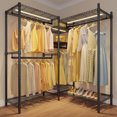 L6 L Shaped Heavy Duty Clothing Rack for Corner 5Tier Wire Garment