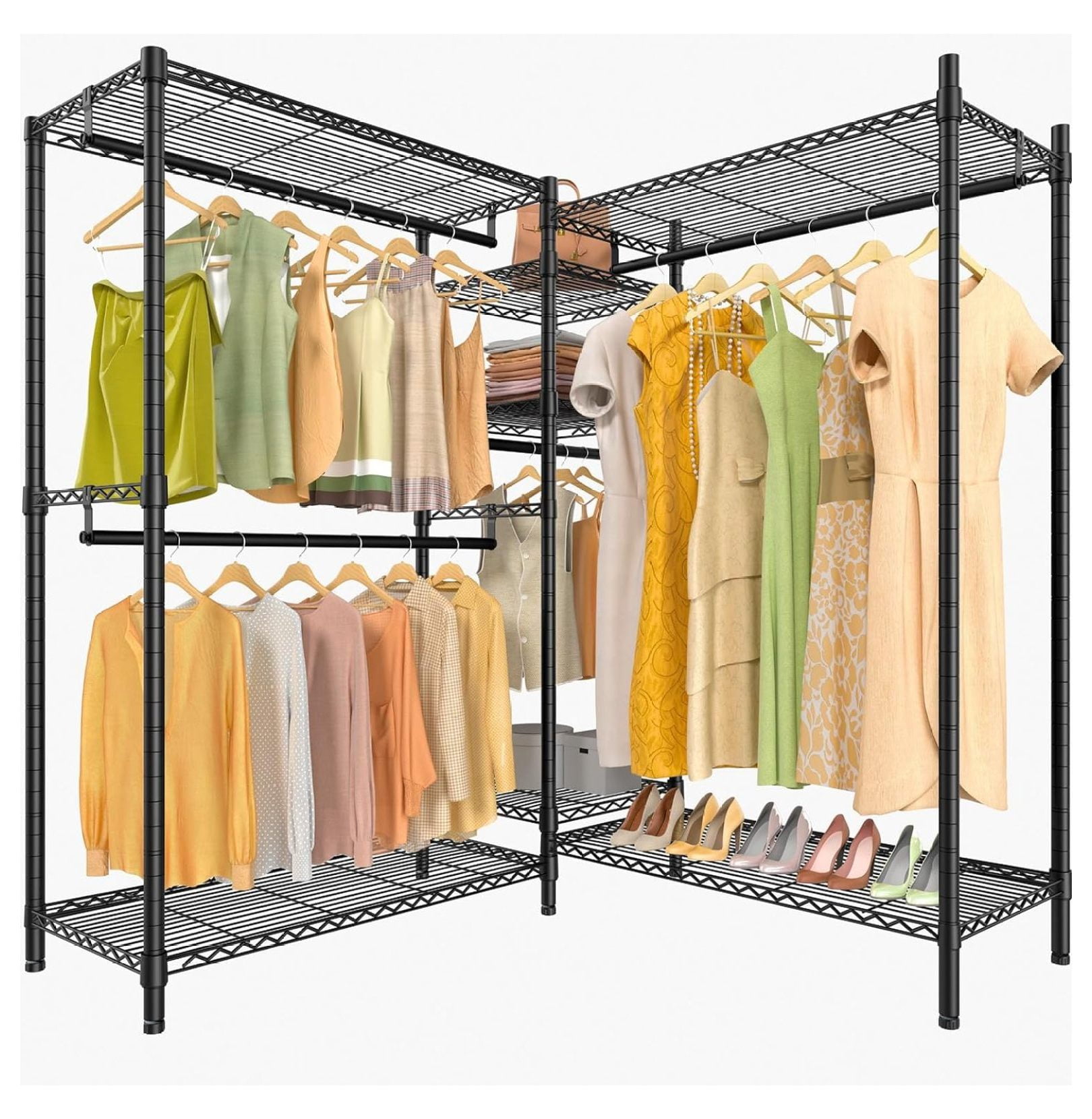 L6 Plus Garment Rack Heavy Duty Clothes Rack Corner Closet Rack L