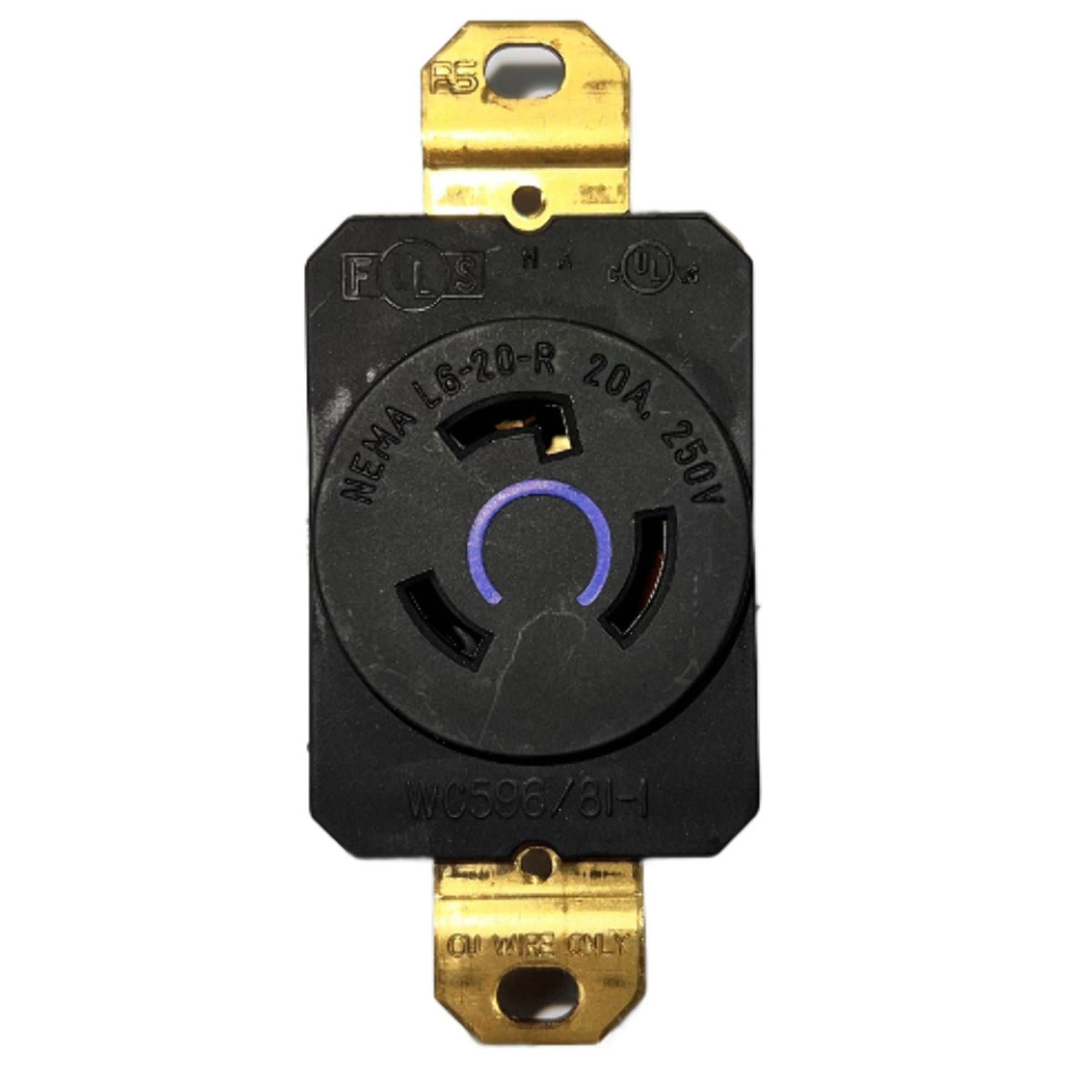 L620-R Receptacle Locking, 20 A/250 V, 10-14 AWG, Screw Terminal ...