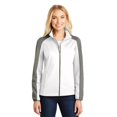 thumbnail image 1 of L718 Ladies Active Colorblock Soft Shell Jacket, White & Rogue Grey - Medium, 1 of 1