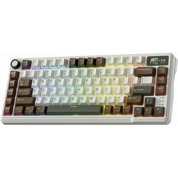 L75 Gasket Mount Mechanical Keyboard w/Knob/Macro & Touchable Nameplate, Tri-Mode 75% TKL Keyboard BT/2.4G/-C, Hot Swappable, Software, Massive 8000mAh