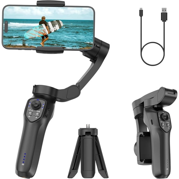 L7C Pro, Gimbal stabilizer for iPhone, Phone Stabilizer for Video Recording with Face/Object Tracking, 3-Axis Gimbal for Android & iPhone 15 Pro Max, Foldable Phone Gimbal Vlog Recording