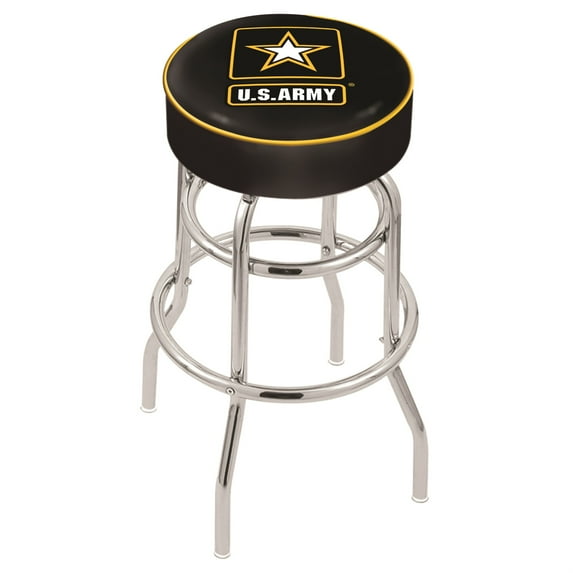 L7C1 U.S. Army 25" Double-Ring Swivel Counter Stool with Chrome Finish