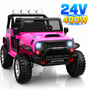 24V 2-Seater Ride On Car,Kids Electric Car w/Remote Control, 4-Wheel Suspension, Bluetooth Speaker, Multi Music Modes&LED Lights, Ideal Gift for Kids Ages 3+,Pink