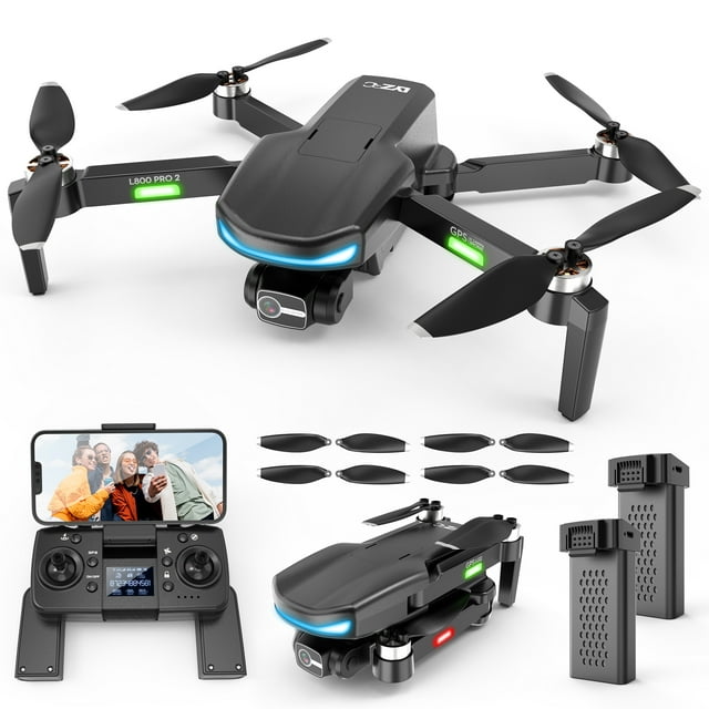L800 Pro2 GPS Drone with 4K HD Camera, 3-Axis Gimbal, and Smart Li-Po Battery - Perfect for Adults and Beginners, FPV RC Quadcopter with Brushless Motor, 5G WIFI Transmission, 2 Batteries, Black