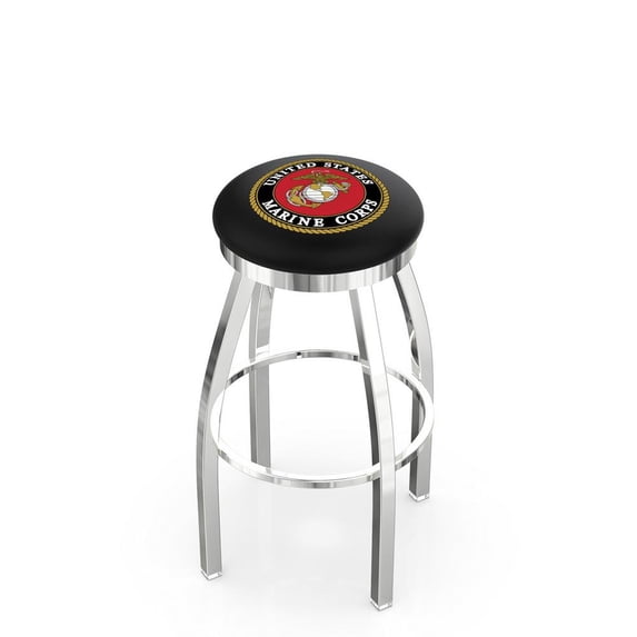 L8C2C U.S. Marines 36" Swivel Bar Stool with Chrome Finish