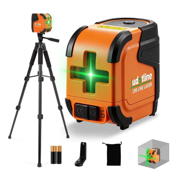 L90 Pocket Green Laser Level – Compact and Durable Self-Leveling Cross-Line Laser with Pendulum Lock, Withstands 4-FT Drops. Ideal for Picture Hanging, Cabinets, Tile, and DIY Home Projects (Tripod)