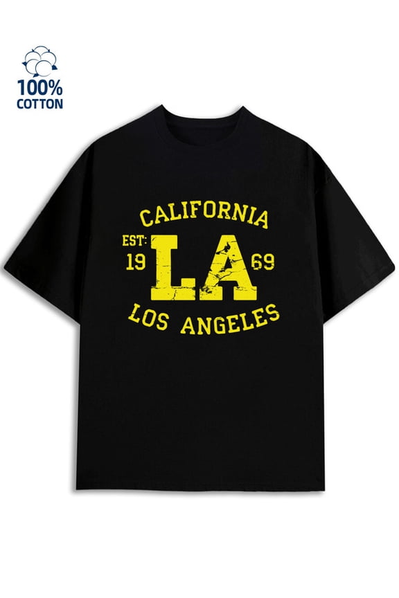 LA 1969 Tee men Los Angeles 180G 100% Cotton black cut usa Unique Design Unisex Shirt Graphic tshirts Vintage Unisex Shirt Crewneck tshirts Original Unisex Shirt Graphic Tee tshirts