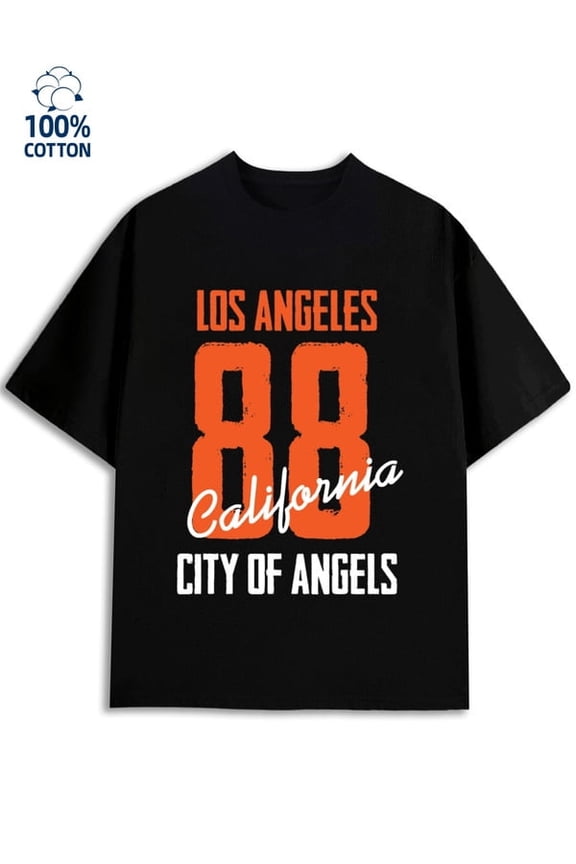 LA 88 T-Shirt for men Los Angeles 180G Cotton black usa cut Fashion Unisex Shirt Graphic Tee tshirts Basic Unisex Shirt Cotton tshirts Vintage Unisex Shirt Sho