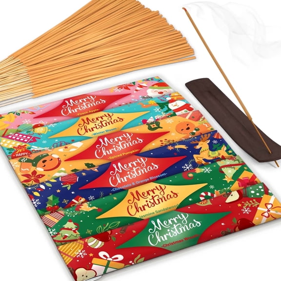 LA BELLEFÉE Christmas Incense Sticks 120 Pack, Winter Bloom,Chocolate & Orange Blossom,Jasmine Sandalwood,Christmas Wreath,Spiced Pumpkin