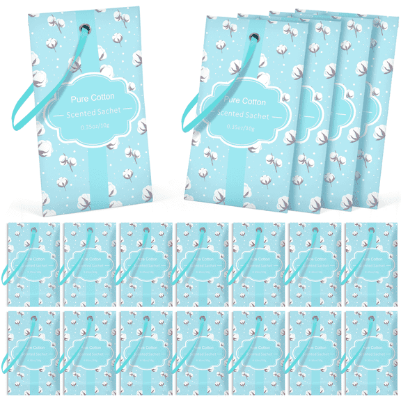 LA BELLEFÉE Cotton Scented Fabric Freshener, 14-Pack | Fresh & Clean Fabric Fragrance Wardrobe & Drawer Clothing Scented Sachets Long-Lasting Fragrance & Moisture Protection