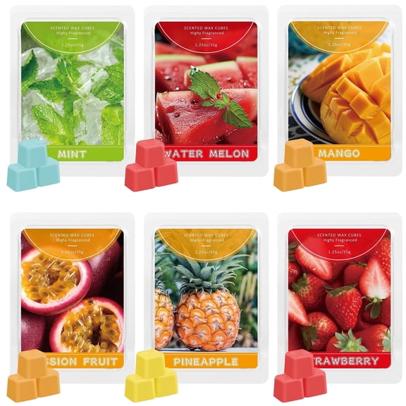 LA BELLEFÉE Fruit Scented Wax Melts 6 Pack, Wax Cubes for Warmers Mint Watermelon Mango