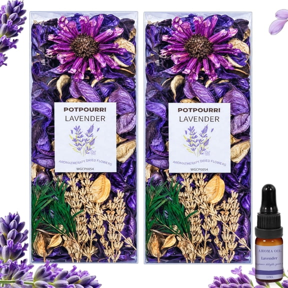LA BELLEFÉE Lavender Potpourri Bags with Essential Oil, 2 Packs Dried Flower Sachet, Long-Lasting Scent for Home Closet Drawer Bathroom Decor