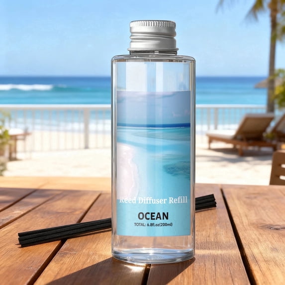 LA BELLEFÉE Ocean Breeze Reed Diffuser Refill Flameless with Natural Reed Sticks, Ocean Breeze, 200ml