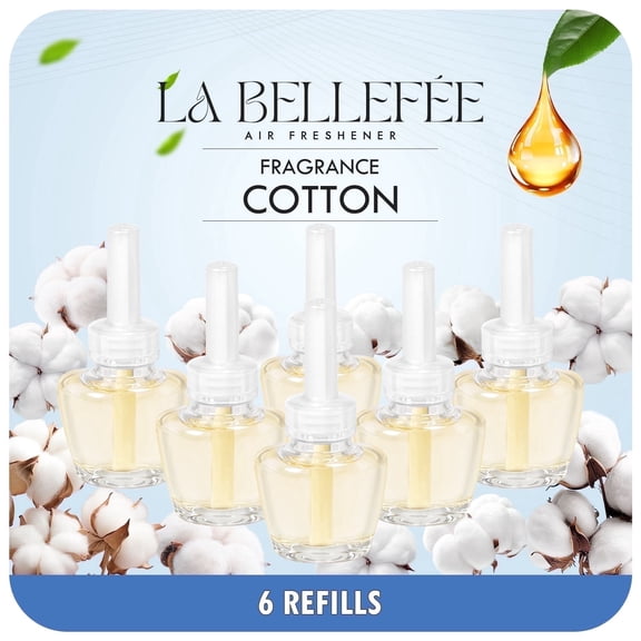 LA BELLEFÉE Plug in Diffuser Oil Refills, Fresh & Clean Cotton Scent, 6 Pack, Long Lasting