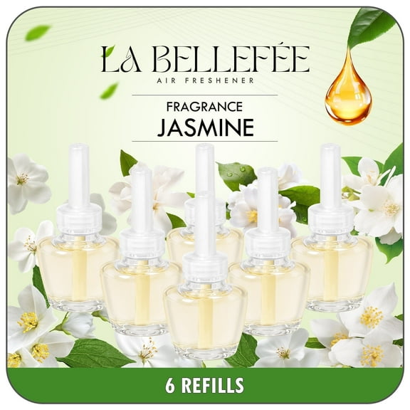 LA BELLEFÉE Plug in Diffuser Oil Refills, Jasmine, 6 Pack, Long Lasting Home Fragrance
