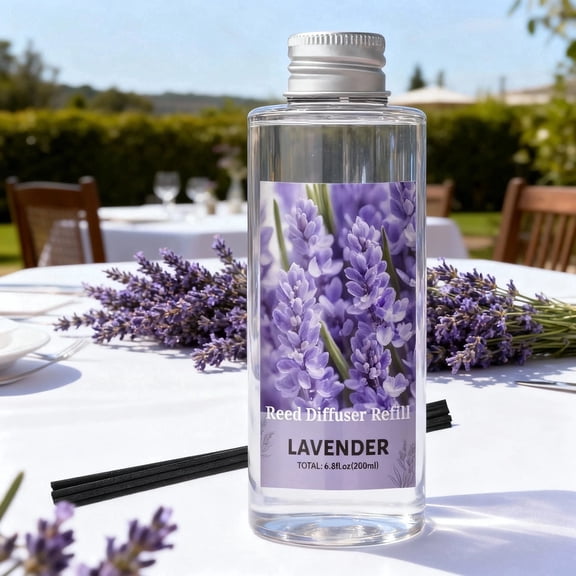 LA BELLEFÉE Reed Diffuser Refill Essential Oil with 6 Natural Rattan Sticks, Lavender, 200ml