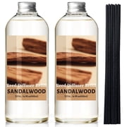 LA BELLEF E Sandalwood Reed Diffuser Refill 33.8 fl oz 1000ml, with 12 Reed Sticks, Large Capacity Woody Scent Air Freshener for Home Bedroom Bathroom Hotel