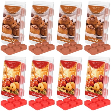 LA BELLEFÉE Scented Wax Melts, 8 Pack Wax Cubes for Warmers, Cinnamon Roll & Golden Apple Scents