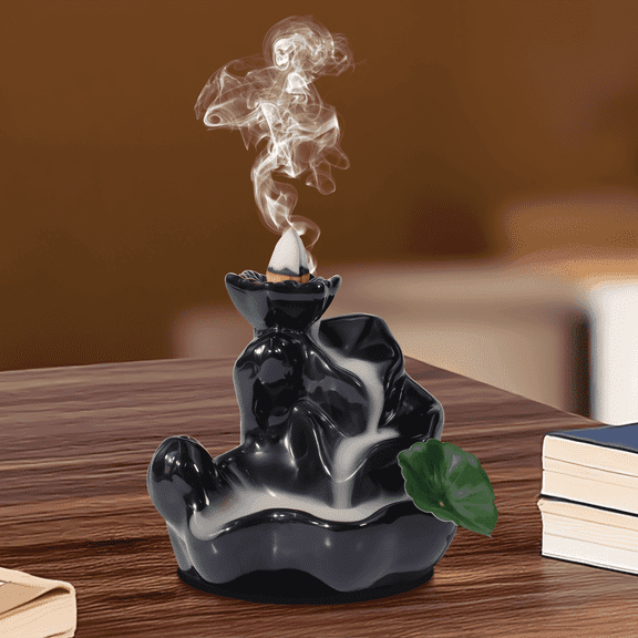 LA BELLEFEE Ceramic Backflow Incense Burner Tower 24 Incense Cones 8 Fragrances, 3 Sticks Each, Creates Downward Flowing Smoke for Meditation and Room Decor