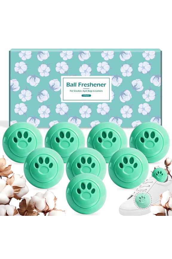 Sneaker Deodorizer Balls, 8 Pack, Fresh Cotton Scented, Odor Eliminator for Shoes, Car, Drawers, Gym Bag | Air Freshener for Home, Bathroom, Pet Areas & RV