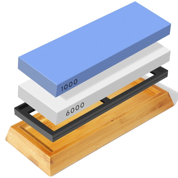 LA BELLEFEE Double Sided Sharpening Stone Grit with Non-Slip Base, Knife Sharpener Stone Set for Kitchen Knives, Pocket & Outdoor Knives, Scissors, Tools