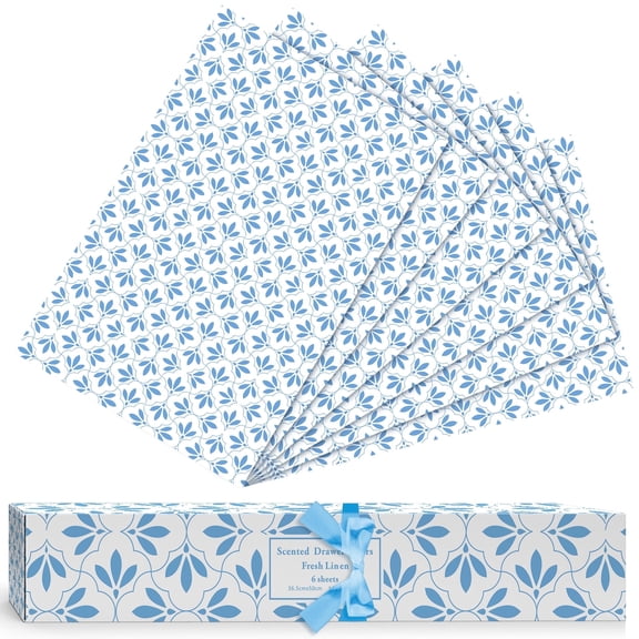 LA BELLEFEE Fresh Linen Scented Drawer Liners (Clover Pattern), 6-Roll Extra Large Pack, Each Sheet 14.4“ x 19.7”, Closet Organization Tool, Home Storage Decorative Liners