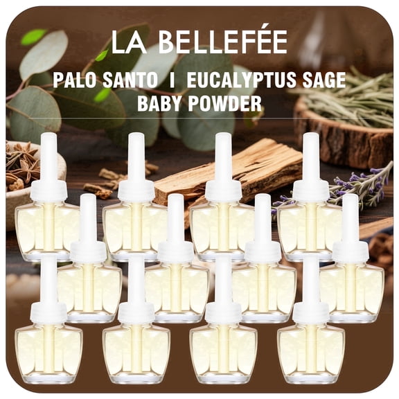 LA BELLEFEE 12-Pack Fragrance Oil for Plug-in Diffusers | Create a Soothing Ambiance with Palo Santo, Eucalyptus Sage & Baby Powder