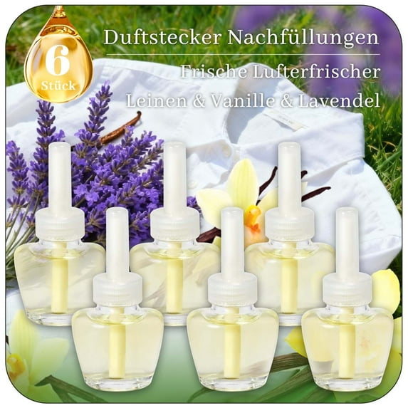 LA BELLEFEE Plug-in Aromatherapy Refill Liquid 6-Pack 3 Fragrance Combo (Flax/Lavender/Vanilla) Compatible with Branded Aromatherapy Diffusers Long-Lasting Fragrance