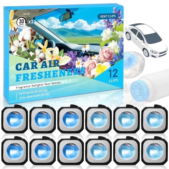 LA BELLEFEE Car Vent Air Freshener Clip, 6 Baby Powder 6 New Car Scent, 12 Count