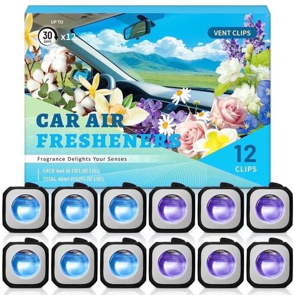 LA BELLEFÉE Car Air Freshener Vent Clip, 6 Fresh Linen & 6 Lavender, 12 Count