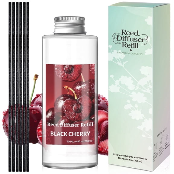 LA BELLEFEE Reed Diffuser Oil Set with Reed Sticks, 200ml, Black Cherry Aromatherapy Oil Scent Diffuser for Home, Office, Bathroom Decoration