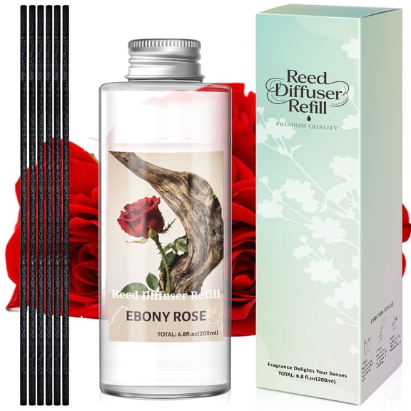 LA BELLEFEE Reed Diffuser Oil Set with Reed Sticks, 200ml, Ebony Rose Aromatherapy Oil Scent Diffuser for Home, Office, Bathroom Decoration