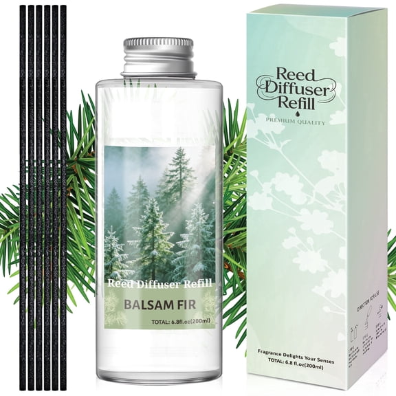 LA BELLEFEE Reed Diffuser Oil Set with Reed Sticks, 200ml, Balsam Fir Aromatherapy Oil Scent Diffuser for Home, Office, Bathroom Decoration