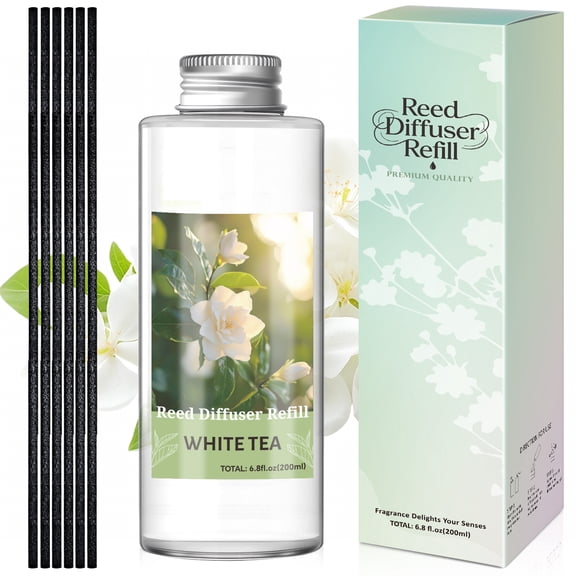 LA BELLEFEE Reed Diffuser Oil Set with Reed Sticks, White Tea Aromatherapy Oil Scent Diffuser for Home, Office, Bathroom Decoration 200ml
